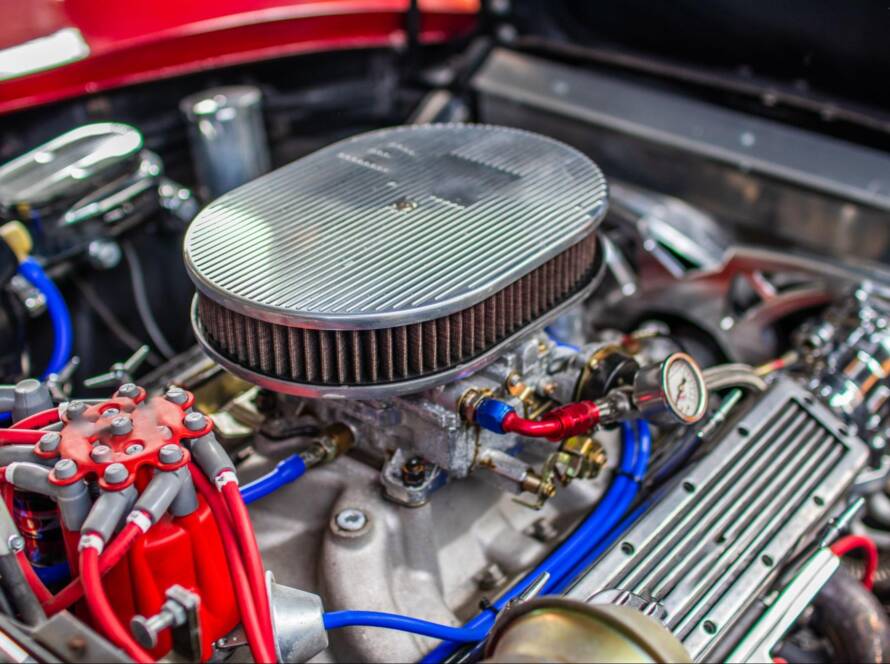 A close-up view of a carburetor.