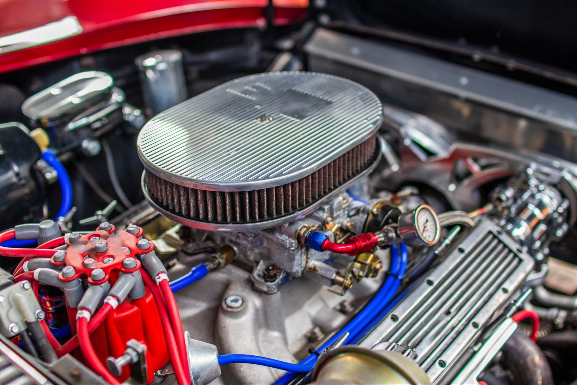 A close-up view of a carburetor.